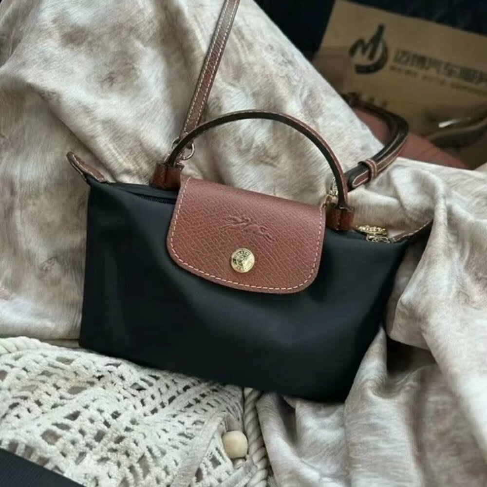 Classic small black Longchamp canvas bag